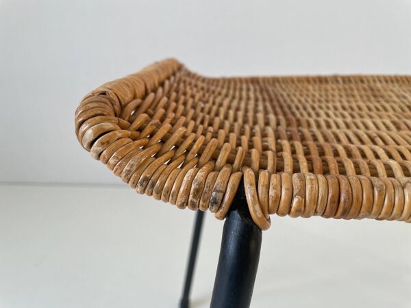 Fauteuil et repose-pieds en osier, Allemagne, années 1960