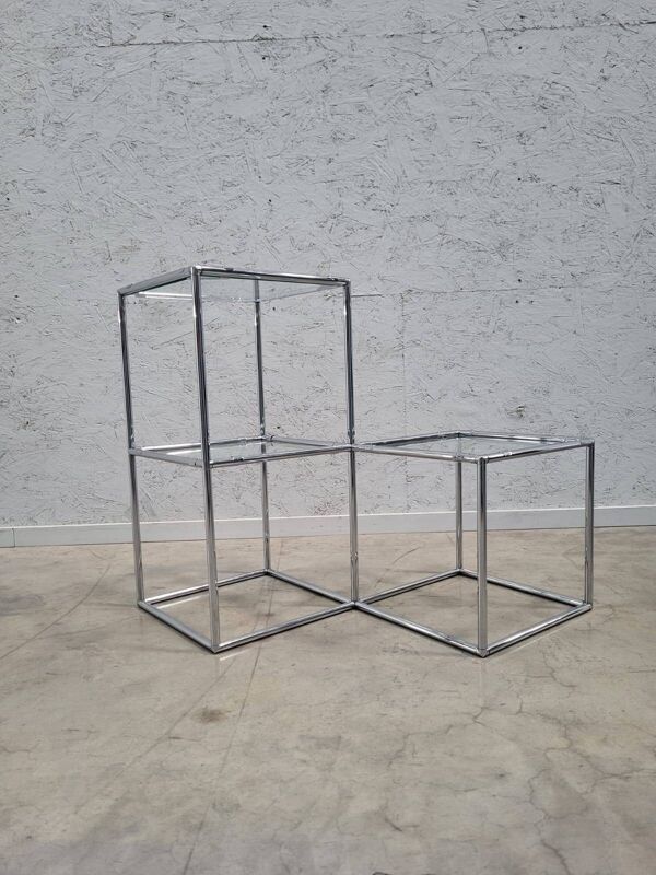 Table d'appoint modulaire en cubes chromés, années 1960 Poul Cadovius Série Abstracta