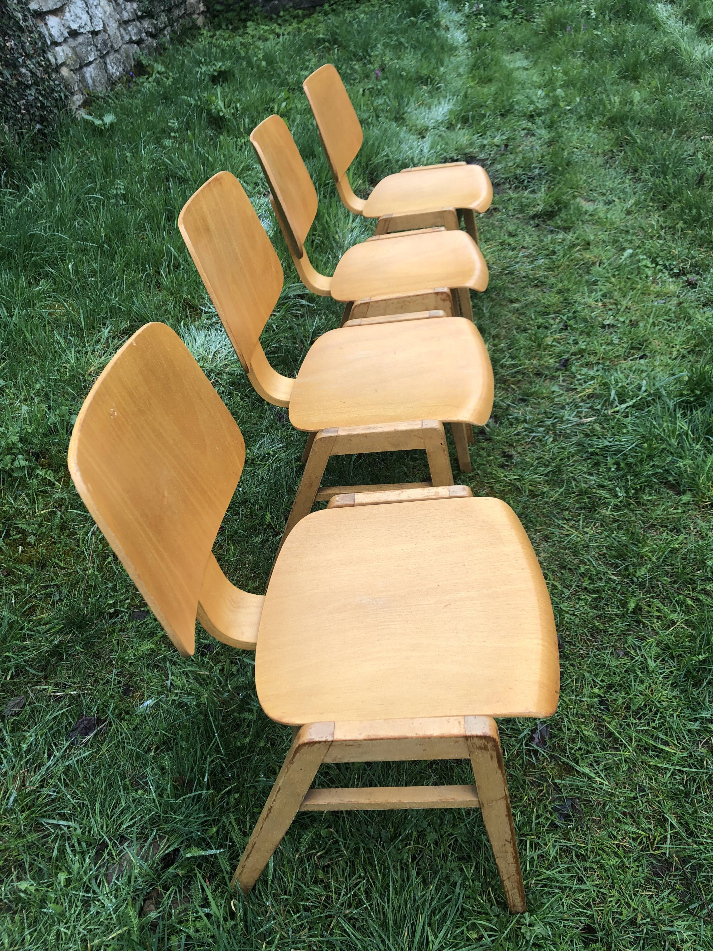 Dining chairs in vintage beech 60s