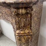 Louis XV style fireplace, Pompadour model, speckled breccia marble, 19th century