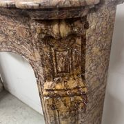 Louis XV style fireplace, Pompadour model, speckled breccia marble, 19th century