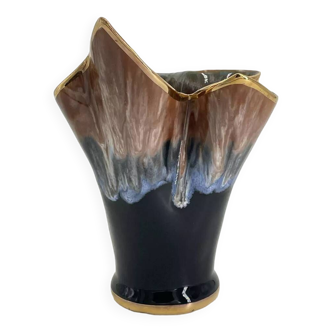 Vase en céramique vintage en forme de flamme