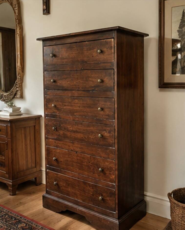 Beech Seven-Drawer Tall Chest, 1970s
