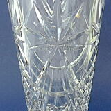 Conical carved crystal vase