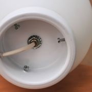 Minimalist egg lamp Domec in opaque white glass by Vianne, 1970s.