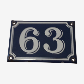 Street number enamel 63