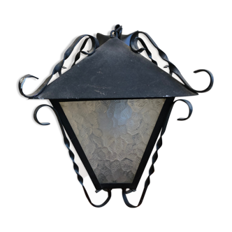 Ancienne suspension lanterne métal noir