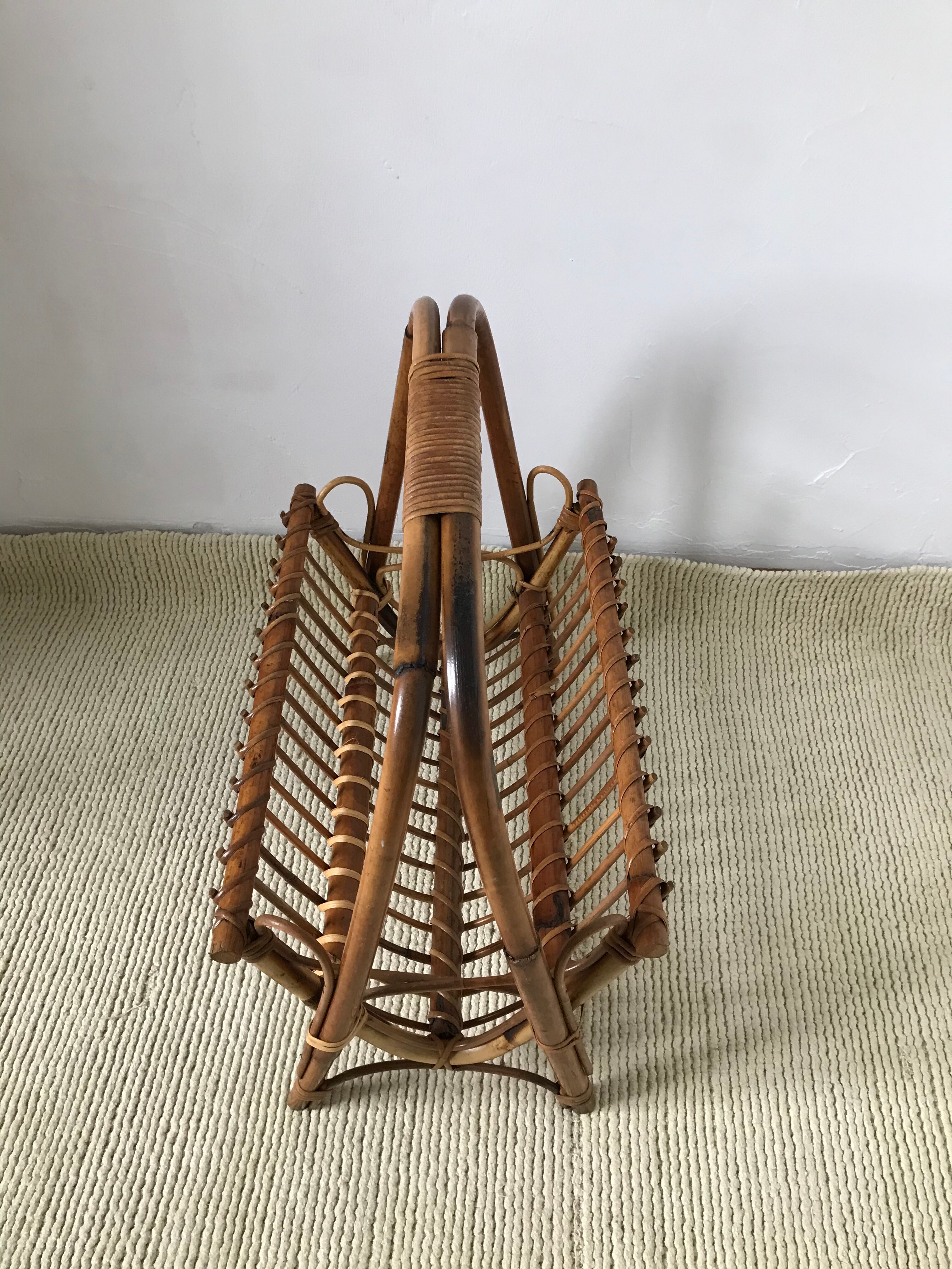 Rattan magazine holder