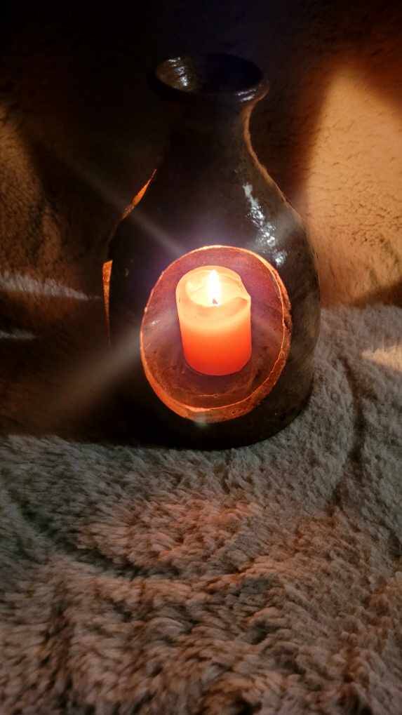 Vintage stoneware candle holder