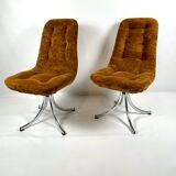 Pair of  chairs - 1970´s - chrome and brown velvet