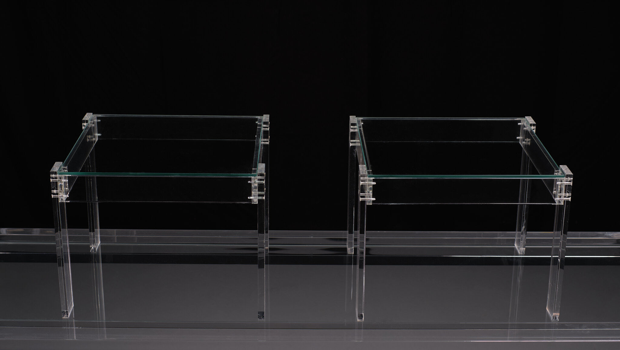 Vintage square small lucite side tables 1970s france