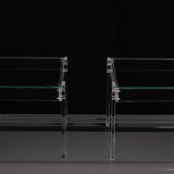 Vintage square small lucite side tables 1970s france
