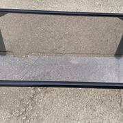 Vintage black tubular coffee table with smoked glass by Yves Boutboul, 1980.
