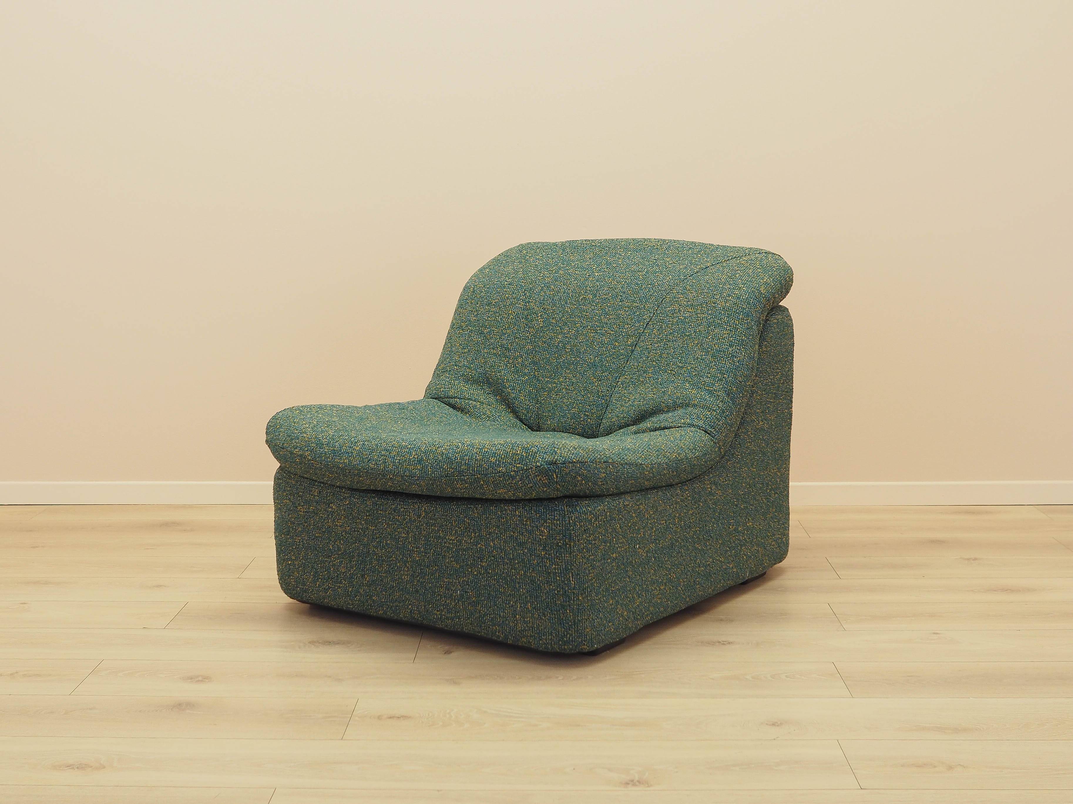 Green armchair, Italian design, 1970s, made in Italy
