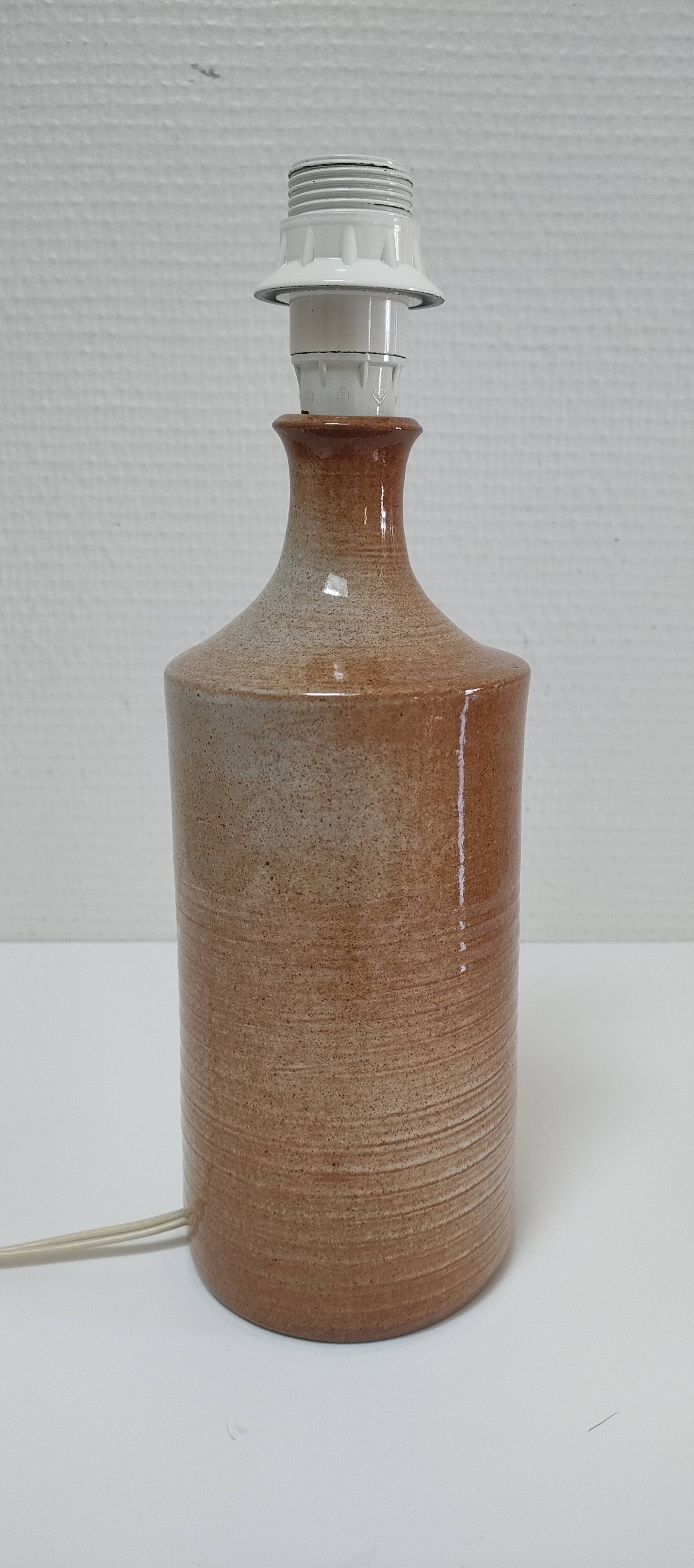 Lamp foot glazed stoneware ochre and vintage cylindrical cream