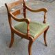 English Regency office chair in solid wood and green velvet