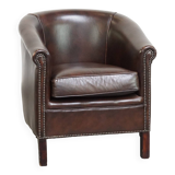 dark cowhide club chair in English style