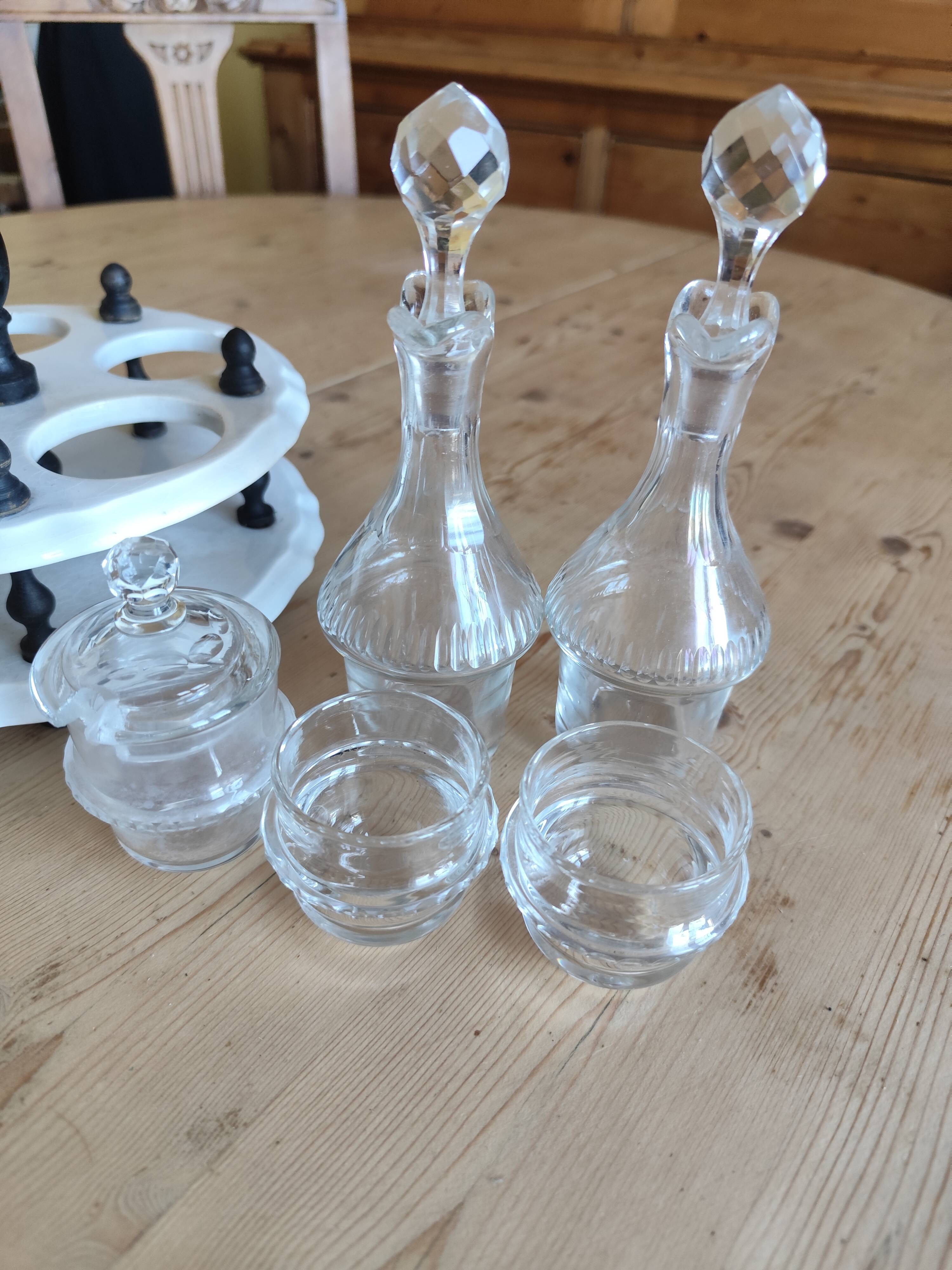 Serviteur de table 1900, 5 récipients pour huile vinaigre condiments  Gien