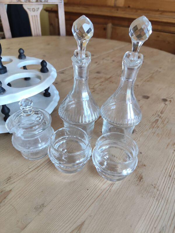 Serviteur de table 1900, 5 récipients pour huile vinaigre condiments  Gien