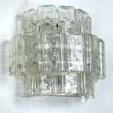 Vistosi manner, set of four large clear murano glass elements sconces. Italy 1970s