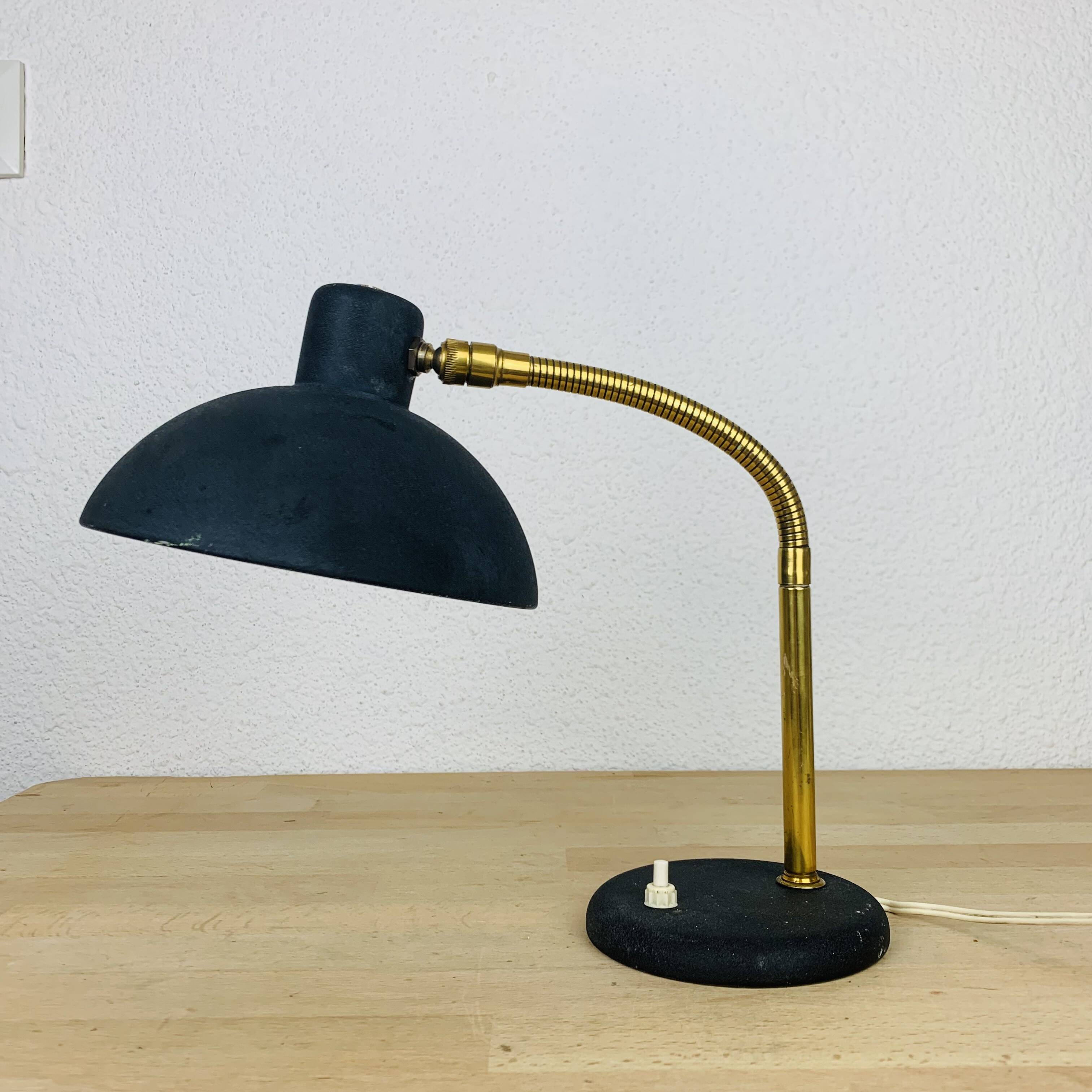 Vintage 50s brass and black lamp