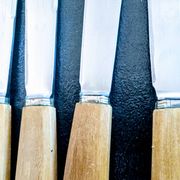 Set of 8 Art Deco Knives with Boxwood Handles & Blades "La Mouette"