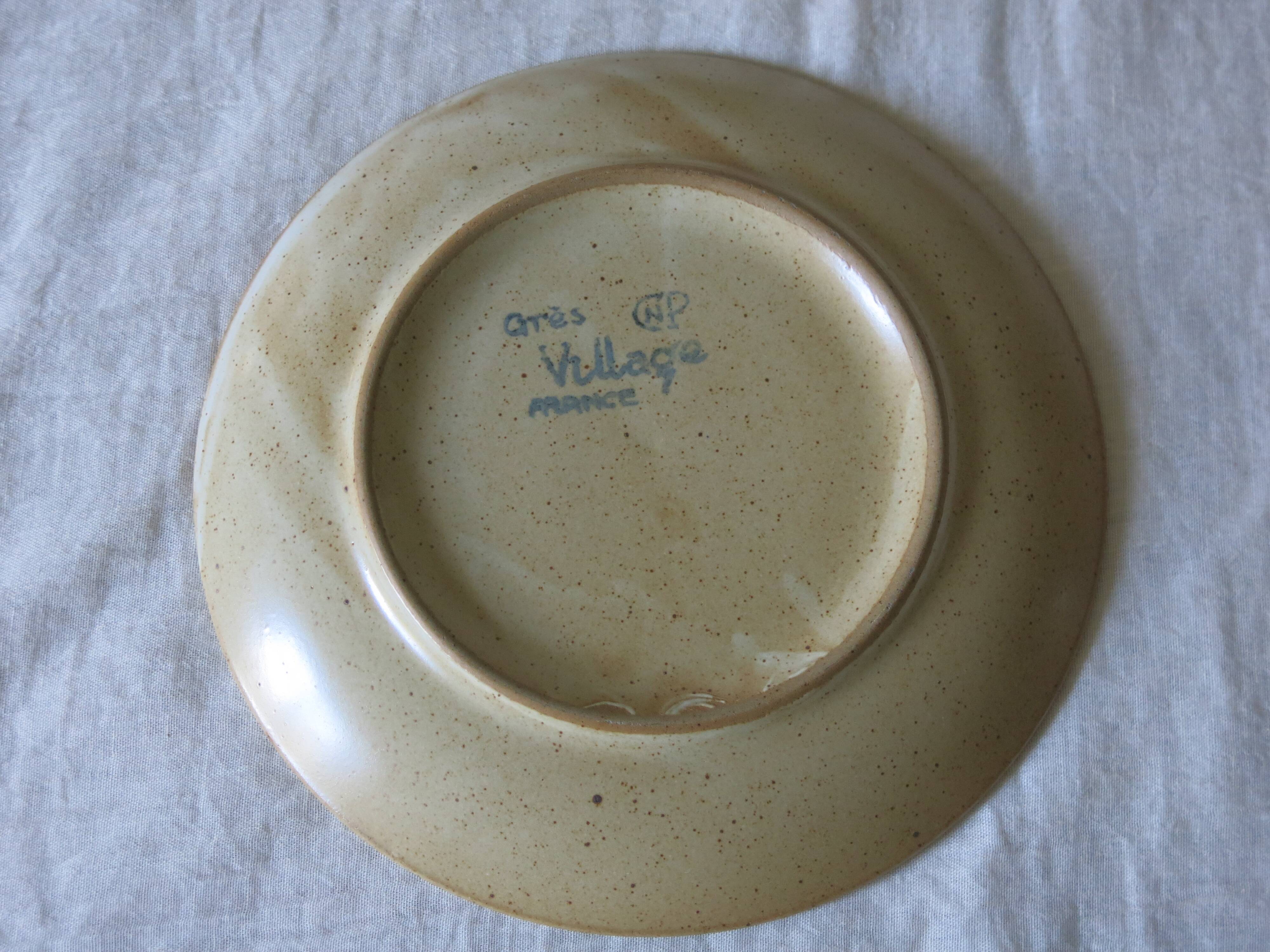 7 “Grès village France” dessert plates in very good condition