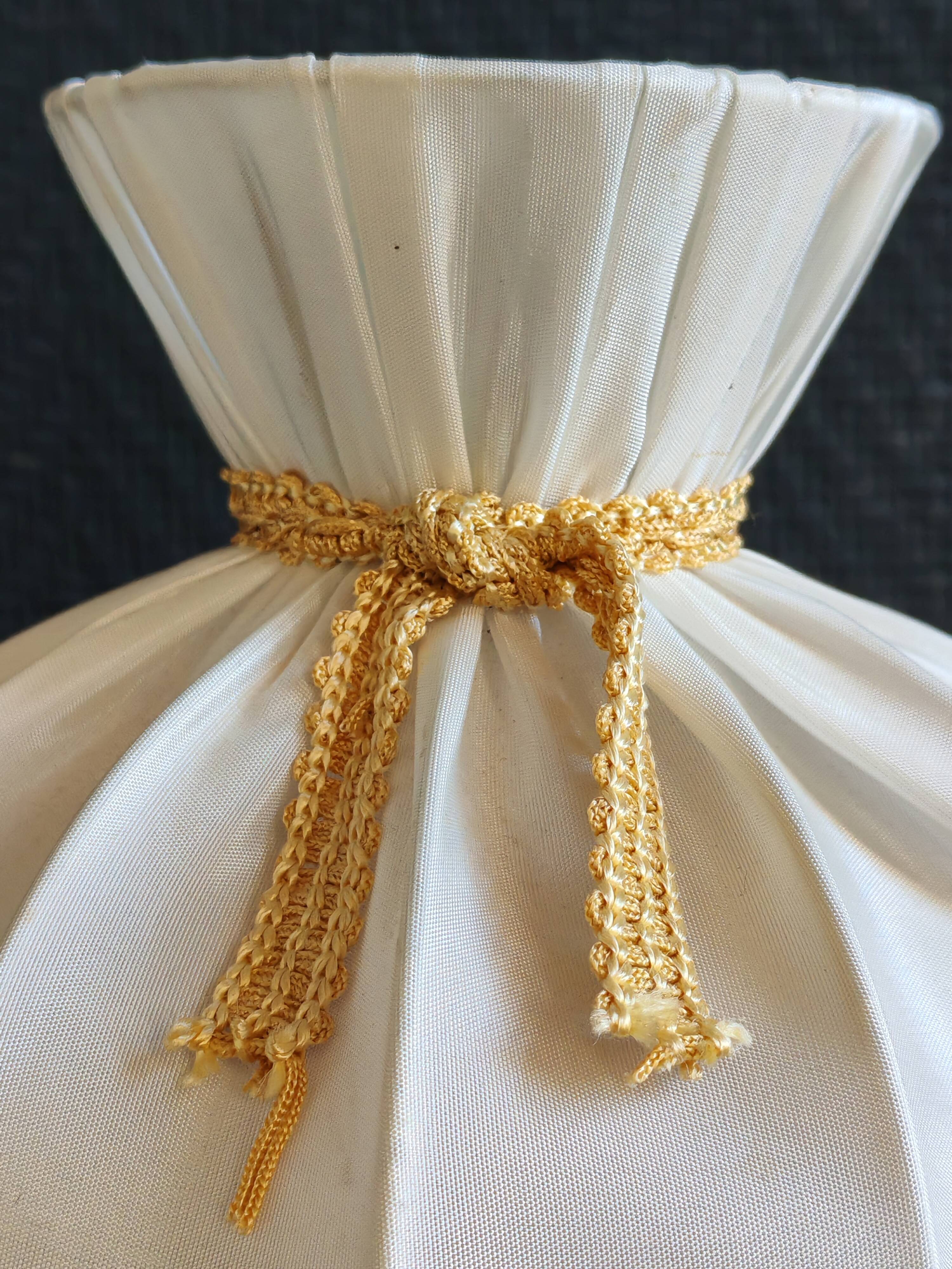 Vintage Gold Brass Table Lamp – Pleated Umbrella Style Lampshade