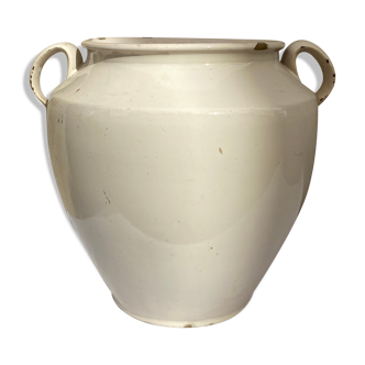 Enamelled terracotta pot