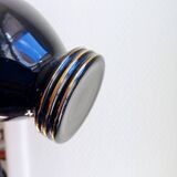 Lampe de table vintage en opaline noire avec abat-jour en velours neuf