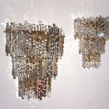 Lot de 2 appliques murales en cristal cascade Hollywood Regency Kinkeldey, 1970