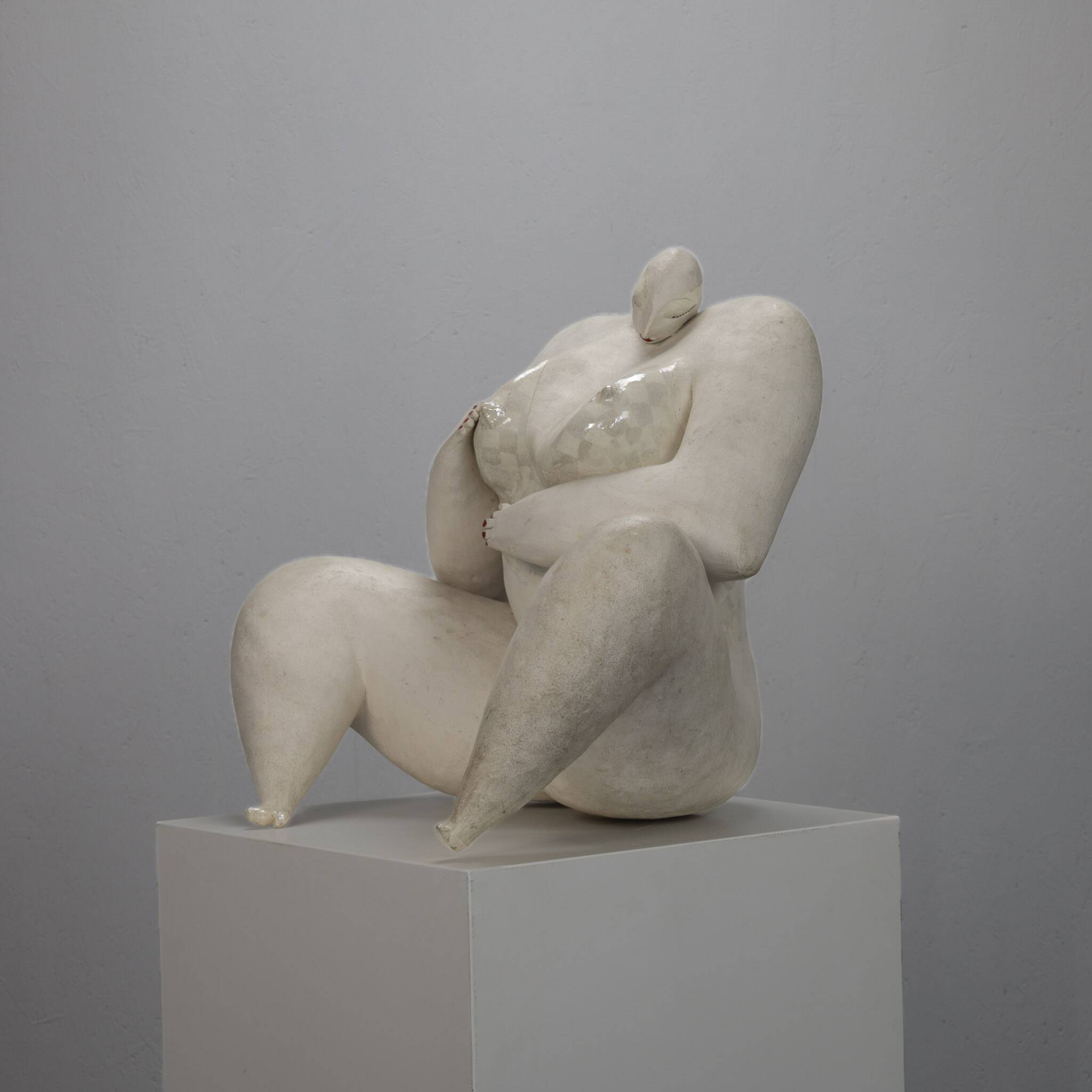 Sculpture féminine céramique expressive par Evelyn van Baarda, Pays-Bas, 1981