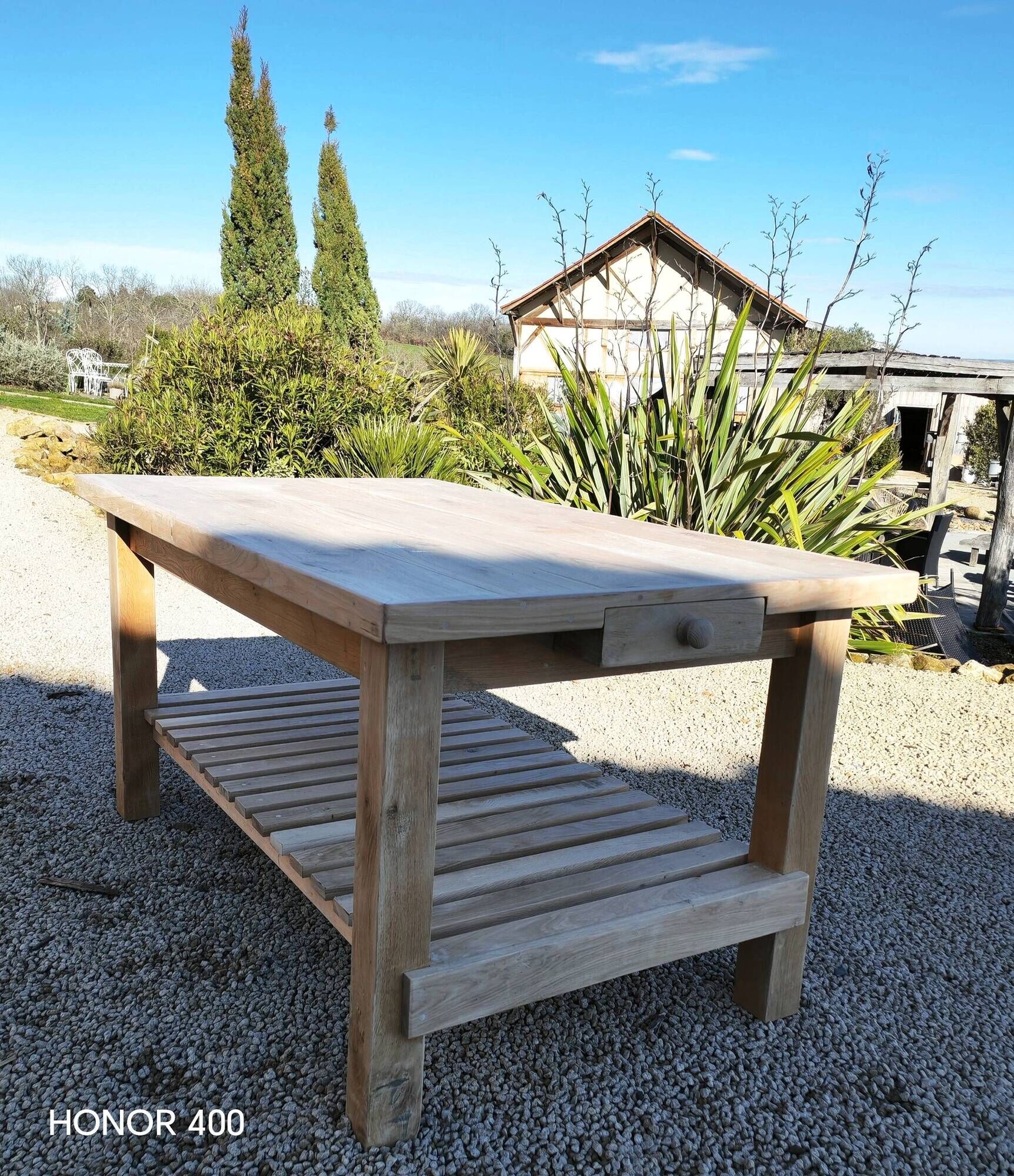 Solid raw oak table/island type "butcher's block" 180x105