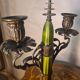 pair of antique Austrian bronze candlesticks, Art Nouveau style,