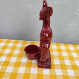 Red earthenware doe Art-Deco style with container