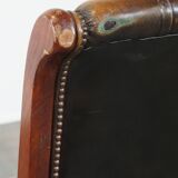 Green Vintage English Chesterfield Armchair with Wood Accents