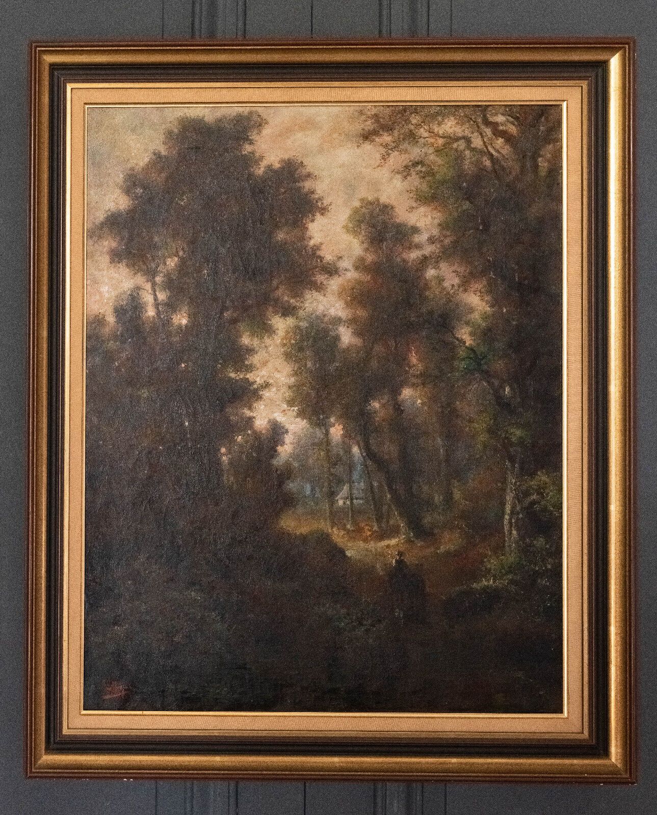 Oil on canvas setting sun the Alsace trough by Meyer