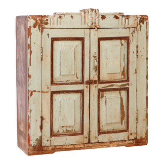 Former art deco cabinet in original blue patina burmese teak