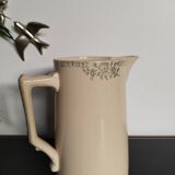 Pichet en faïence beige , porcelaine à feu , années 50