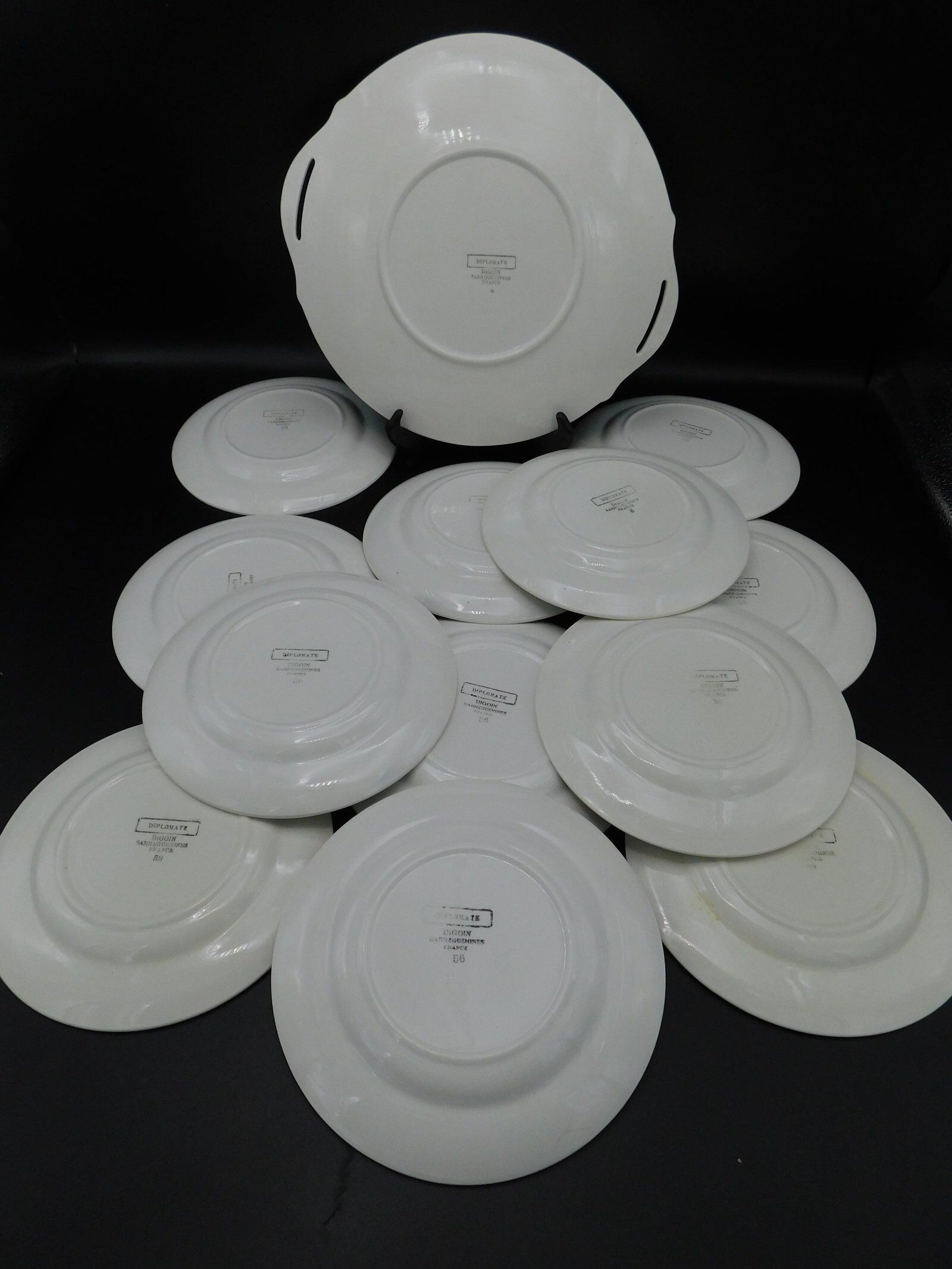 Digoin Sarreguemines cake dish and dessert plates