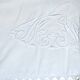 Old linen tablecloth with MN monogram and openwork 230x250cm *M7*