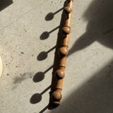 Large vintage wooden coat rack with 6 bamboo effect hooks L79