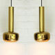 Pair pendants "Guldpendel" in brass design Vilhelm Lauritzen Louis Poulsen, Denmark