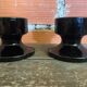 Paire Bougeoir Ancien Space Age Opaline Noire Années 70 Vintage