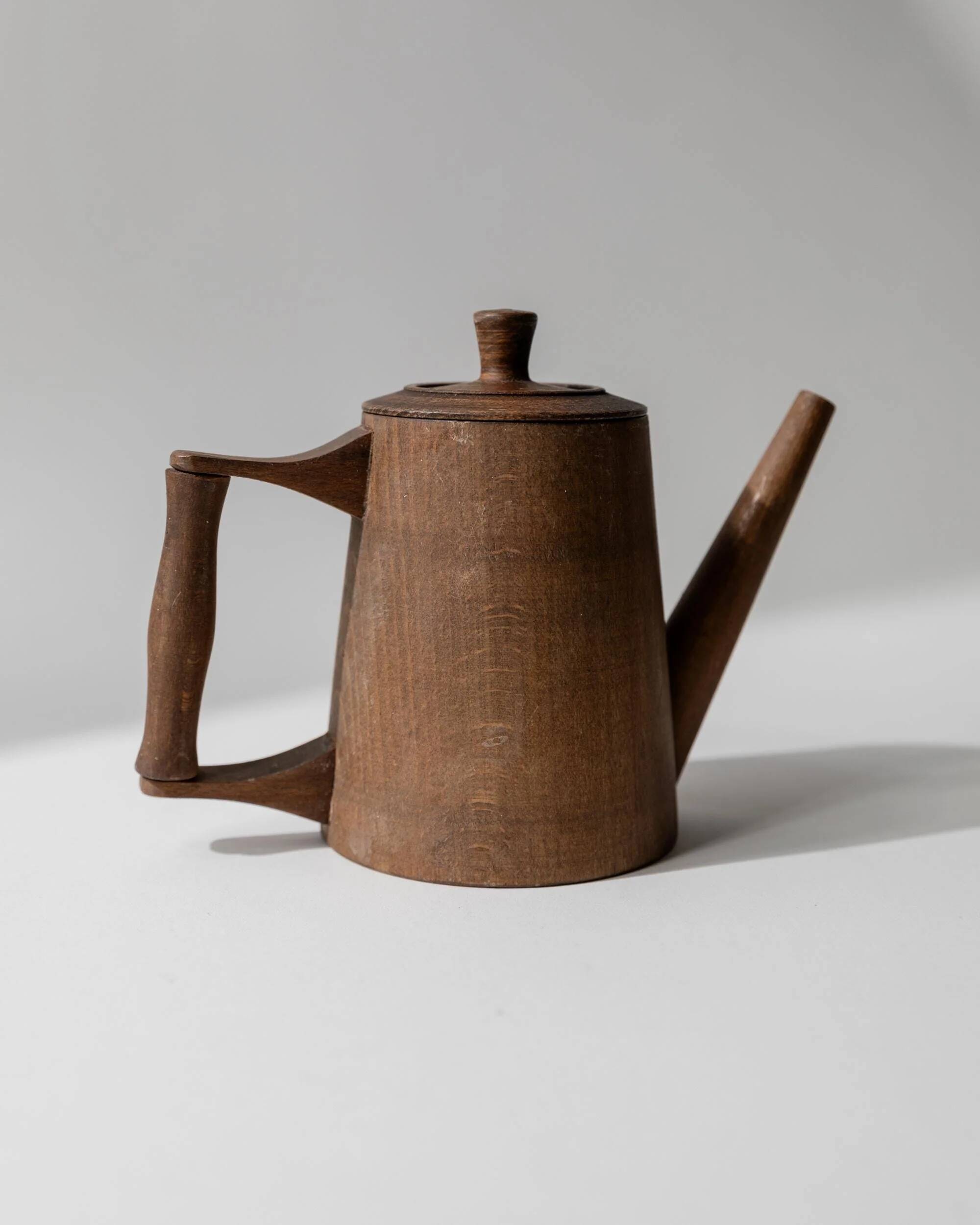 Vintage wooden pitcher from the 1960s, hand-carved.