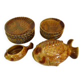 Fish service for 8 people, earthenware Sarreguemines.