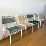 Set of 4 vintage 1960s Scoubidou children's chairs