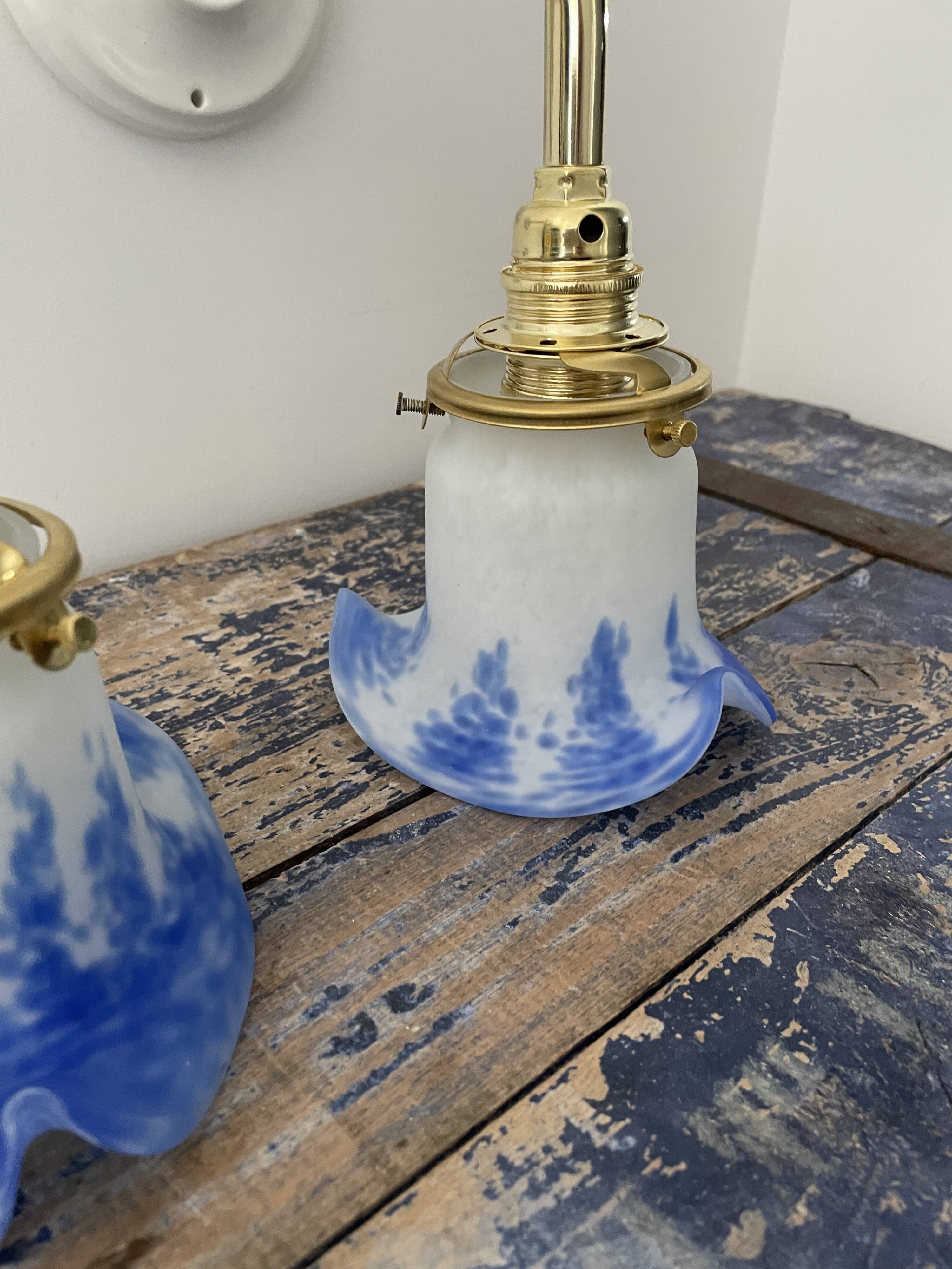 Pair of art deco wall lamps electrified to nine