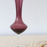 Vase in purple and transparent opaline, vintage