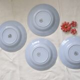 Set of 4 Moulin des Loups soup plates, vintage French, rustic